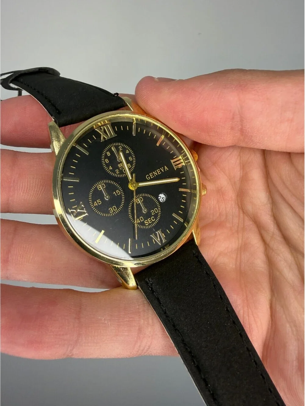 Circle Gold Watch Black Strap A-19
